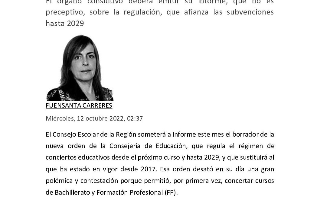 El presidente del Consejo Escolar se estrena con la orden que renueva los conciertos
